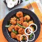 A plate of Prawns cooked with Curry leaves