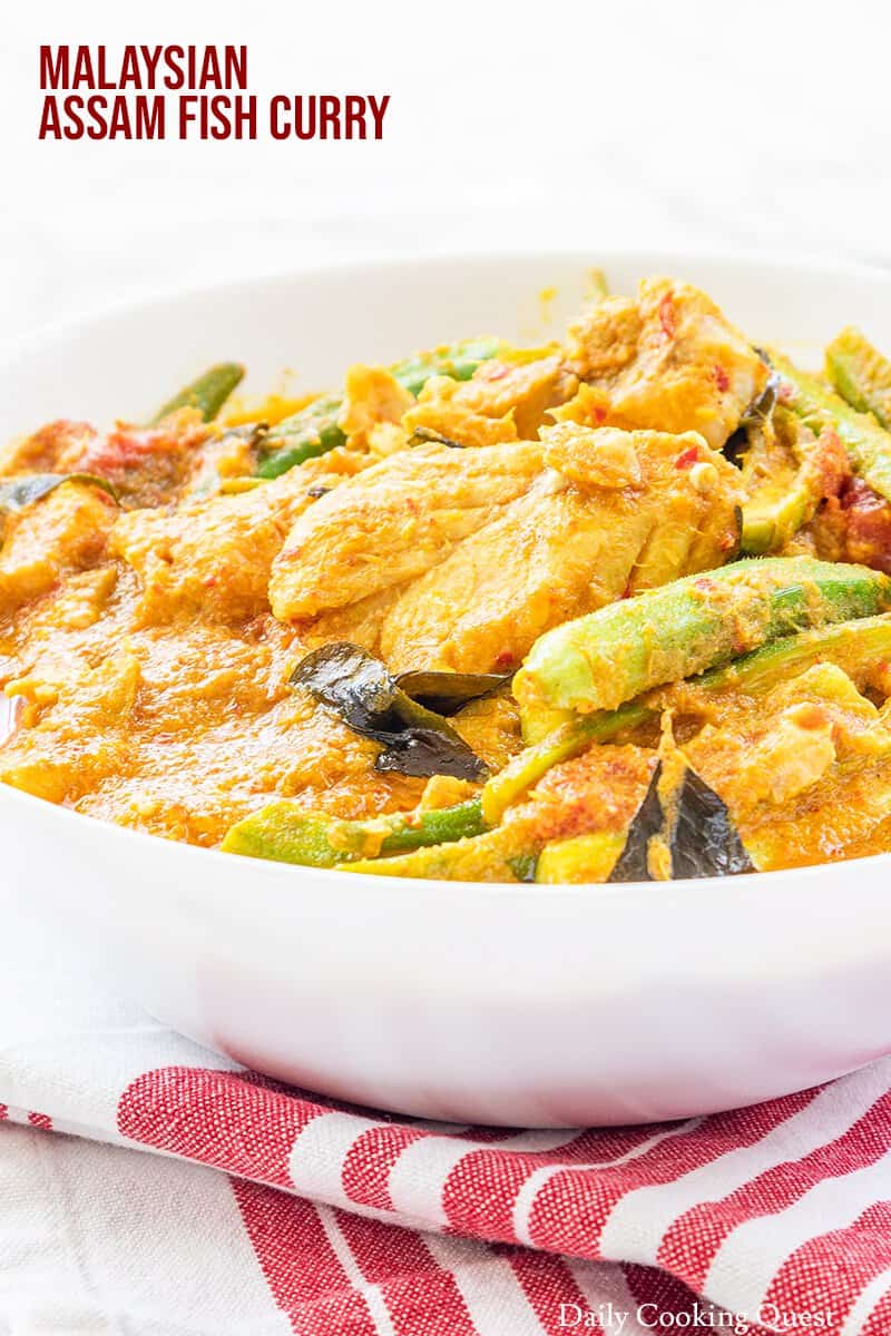 A bowl of Malaysian assam fish curry