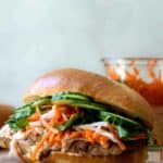 A vegan banh mi sandwich using tofu