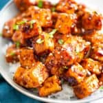 A plate of glistening General Tso's Tofu