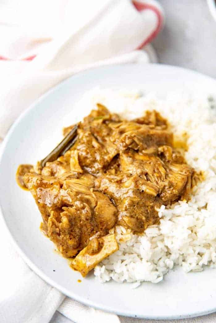 Vegan Jackfruit tamarind curry on rice