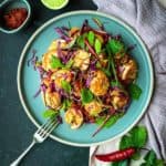 A Thai inspired prawn salad with makrut lime leaf