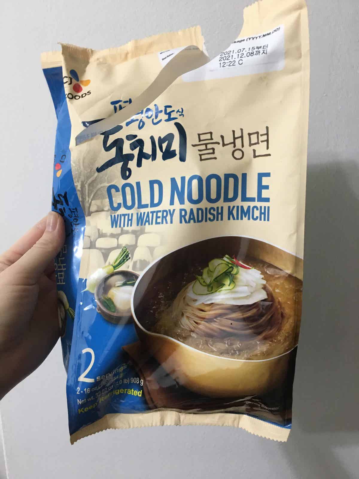 CJ Foods Cold Noodle with watery radish kimchi review