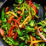 A colourful plate of stir-fried vegetables