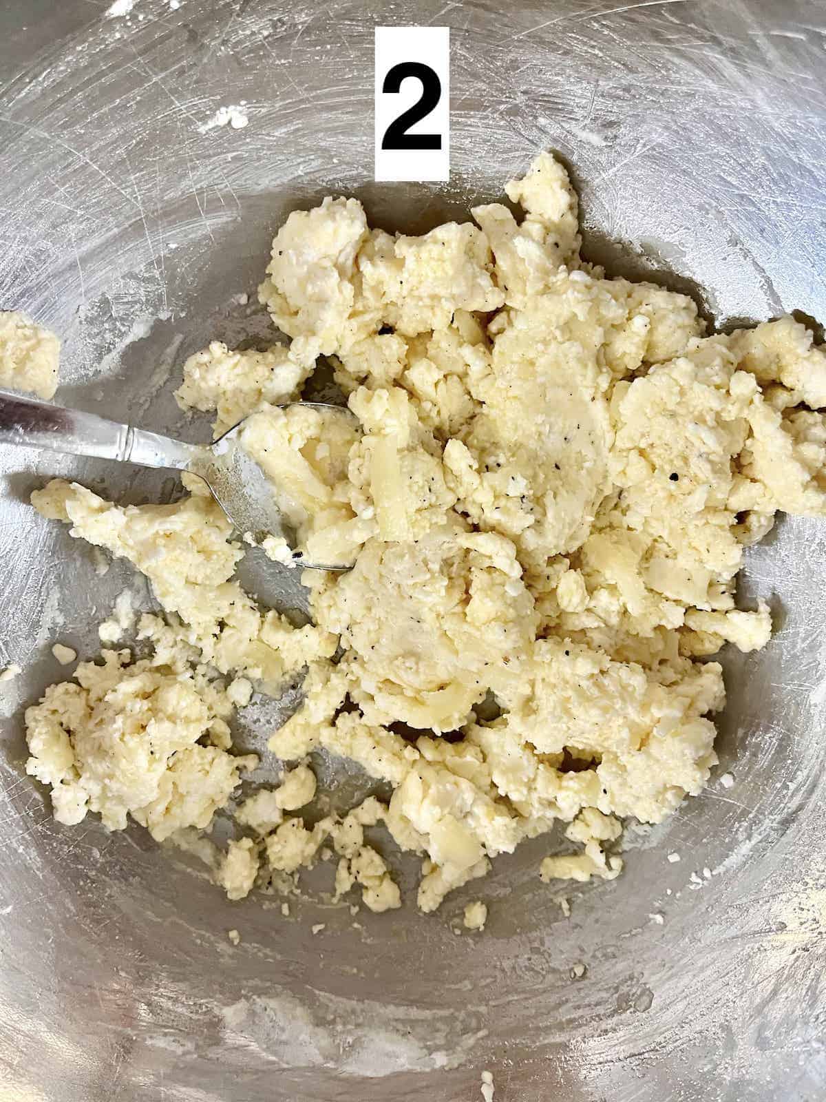 Half-formed cheese mochi bread dough.