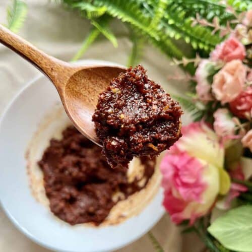 A spoonful of homemade Korean Gochujang Paste.