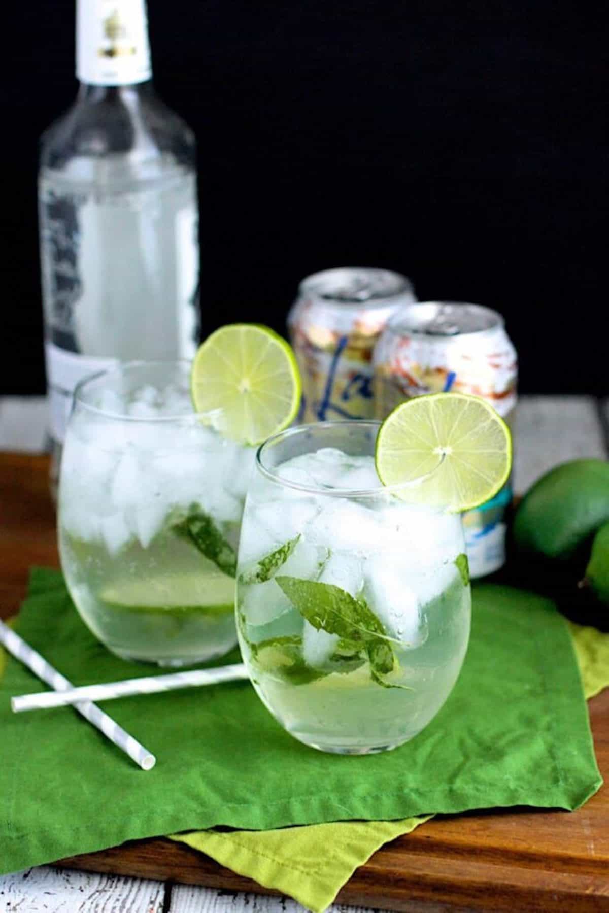 2 glasses of lemongrass syrup cocktail.