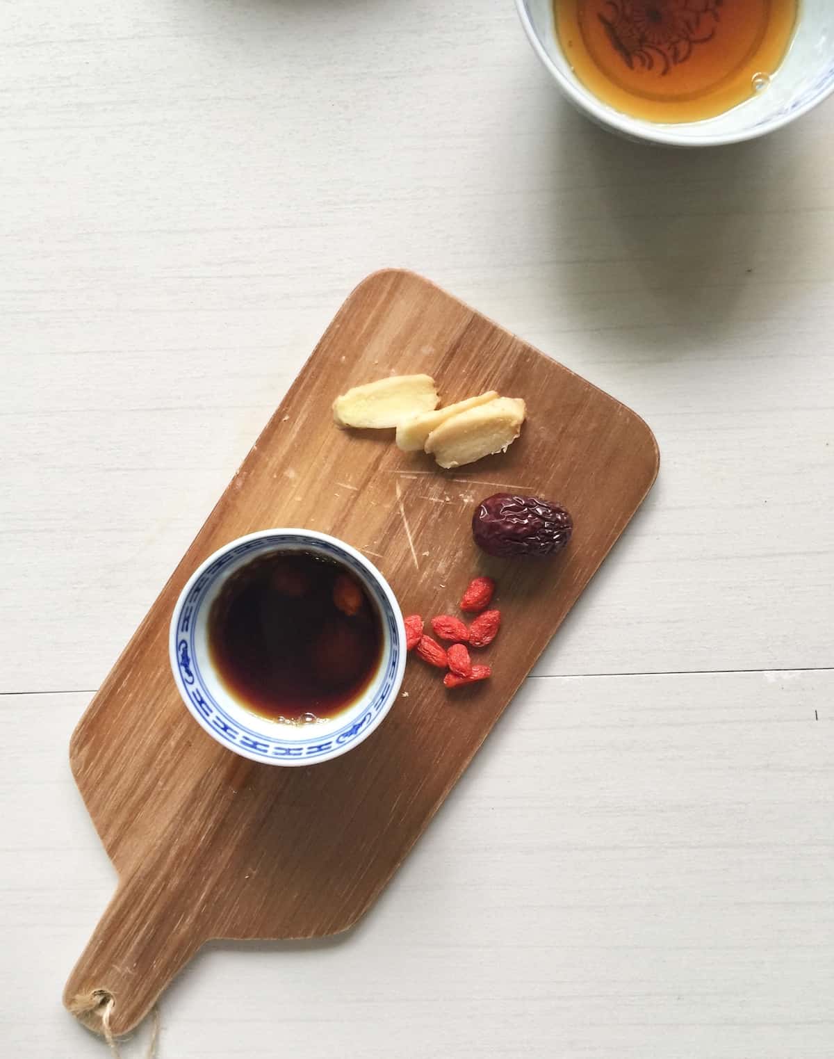 A cup of red date longan tea.