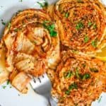 Close-up of 3 napa cabbage steaks