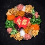 A colourful plate of yee sang, also known as yu sheng or CNY salad