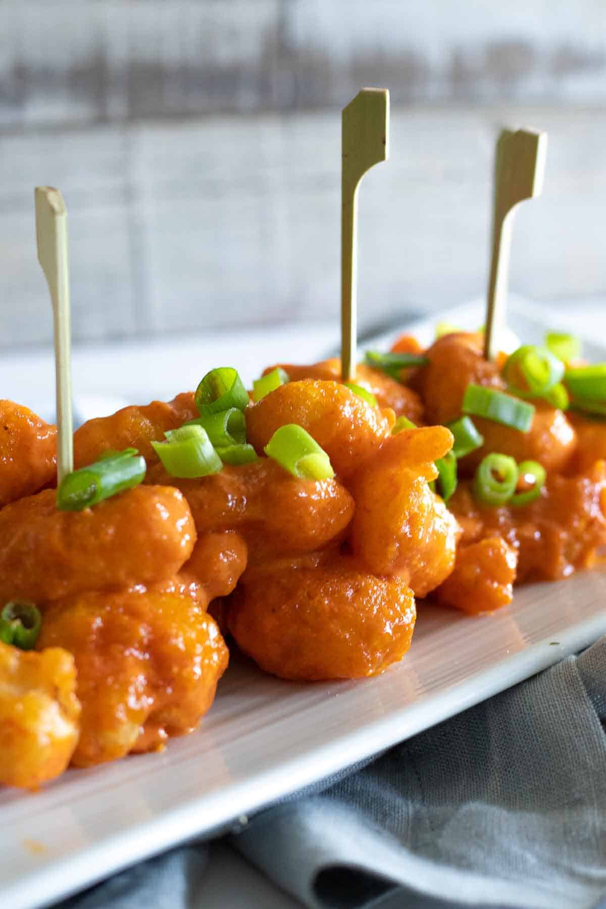 A close-up of shrimp poppers