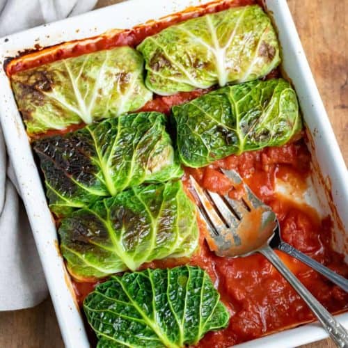 Beautifuly green cabbage rolls with rice stuffing