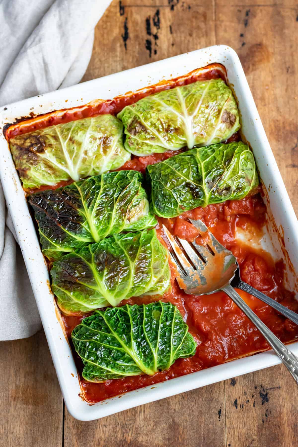 Beautifuly green cabbage rolls with rice stuffing