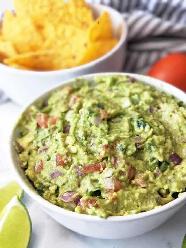 Avocado Guacamole in a white bowl