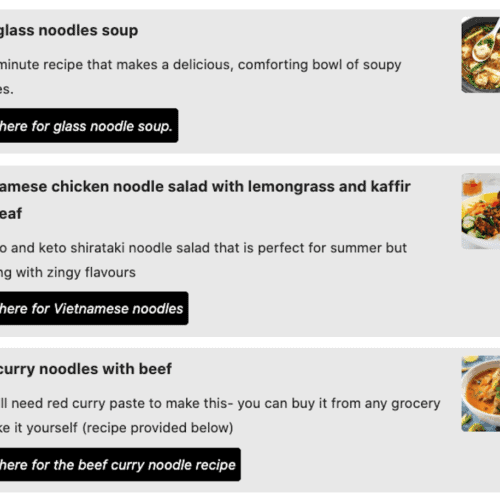 Screenshot of how the WPRM Recipe Round-up list looks like.