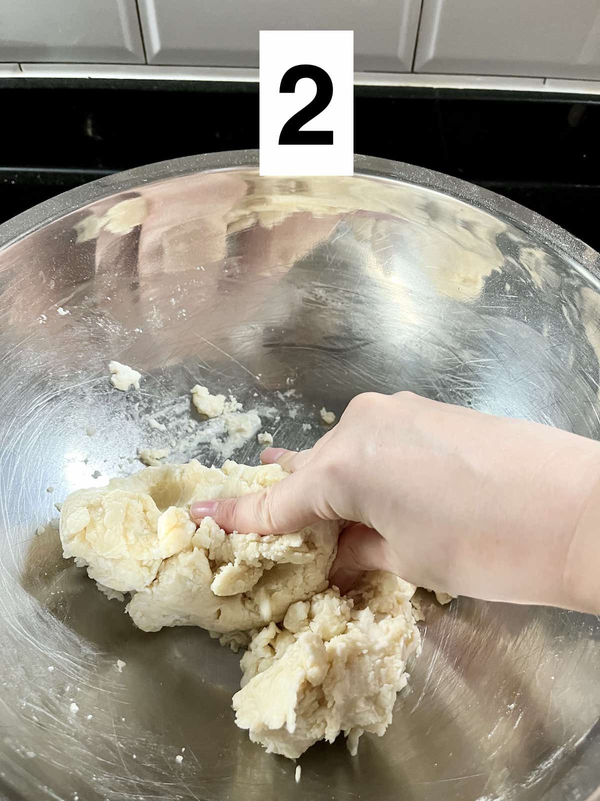 Kneading curry puff dough.