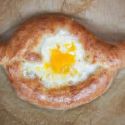 Close-up of Georgian cheese bread.