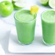 2 cups of bright green smoothies.