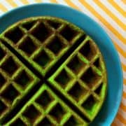 Close-up of Vietnamese pandan waffles.