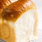 A loaf of homemade Japanese milk bread.