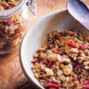 A bowl of vegan goji berry granola.