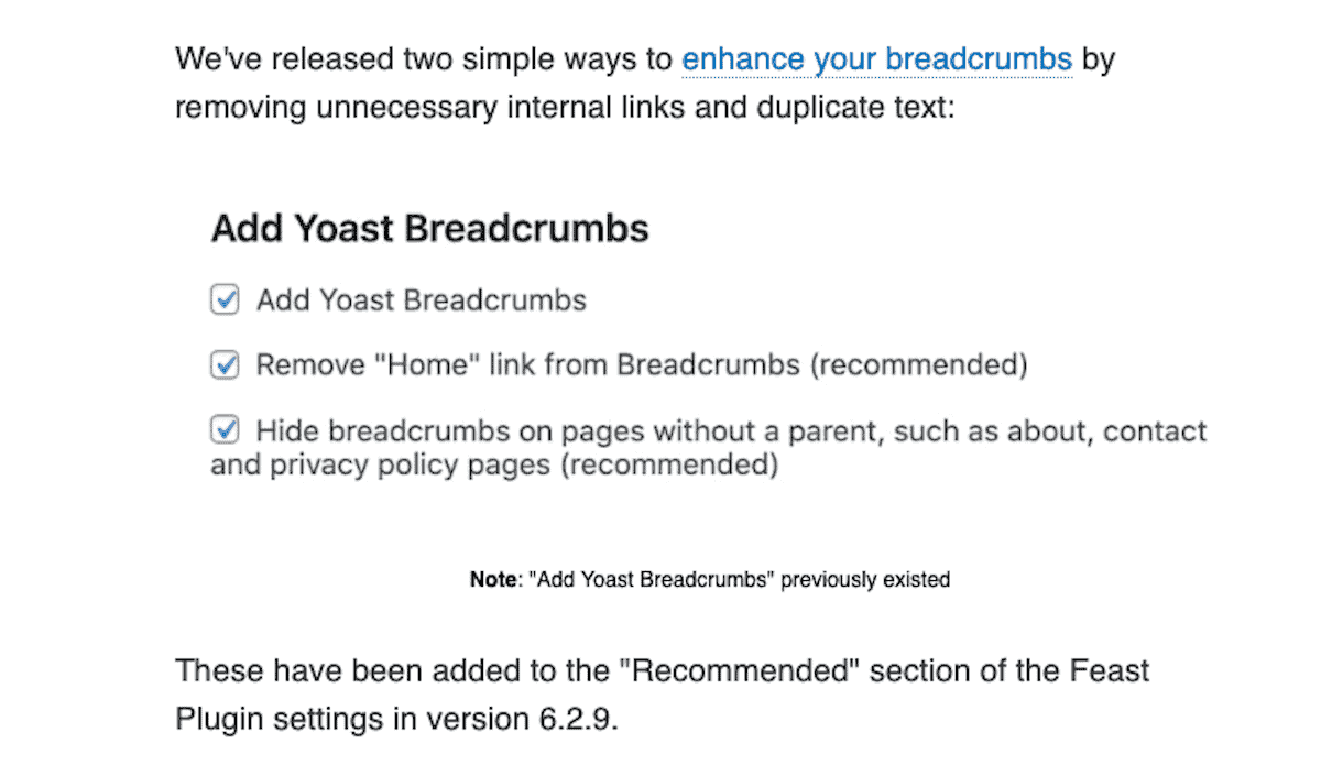 Screenshot showing how to set up the Feast plug-in.