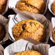 3 goji berry muffins in a line.