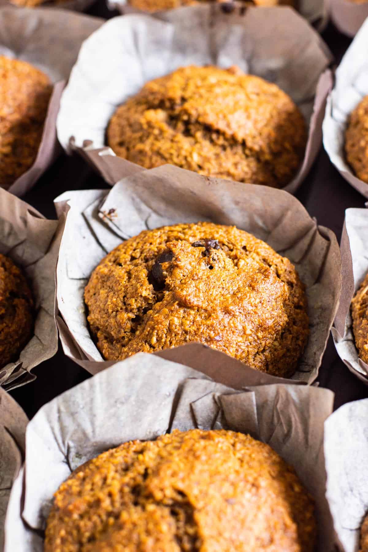 3 goji berry muffins in a line.