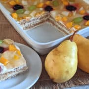 A platter of crema de fruta, a Filipino dessert.