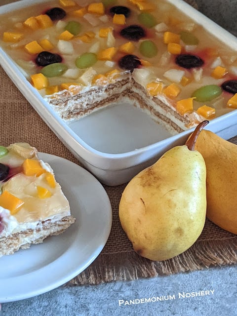 A platter of crema de fruta, a Filipino dessert.