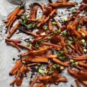 Close-up of gochujang butternut squash baked fries.