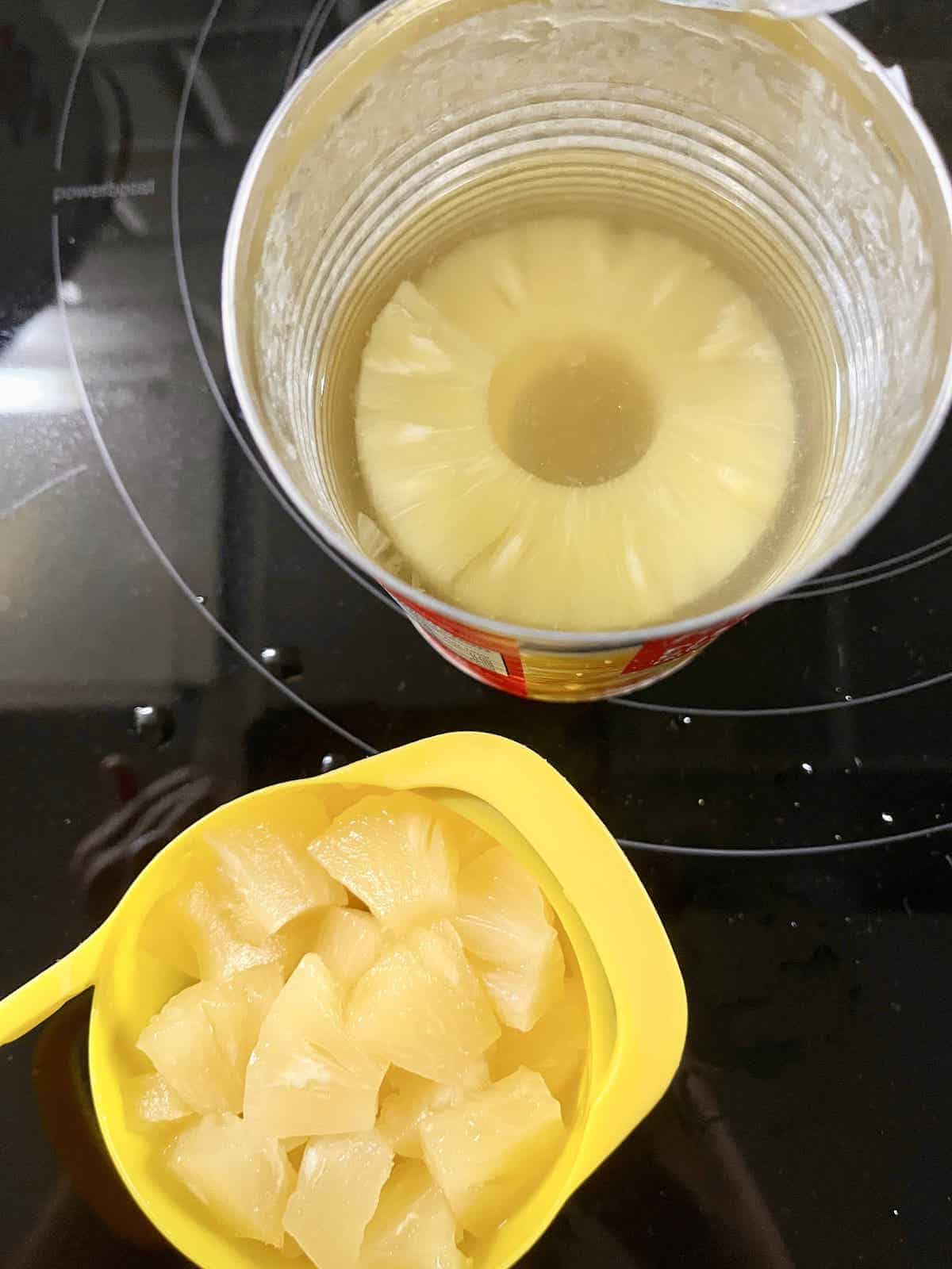 Canned pineapple cut into ½ inch chunks.