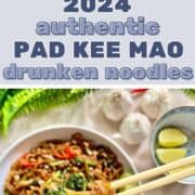 2 photos of Thai Pad Kee Mao noodles.