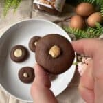 Close-up of a freshly baked Nutella cookie.