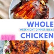 Chinese roast chicken and Indian tandoori chicken, with text in between.