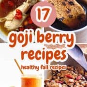 4 sweet goji berry recipes with "17 goji berry recipes" written over the photos.