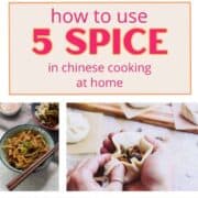 5 dishes made with Chinese five spice powder mix, and text in between.