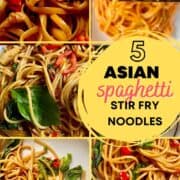 5 different Asian spaghetti noodles stir fry recipes.