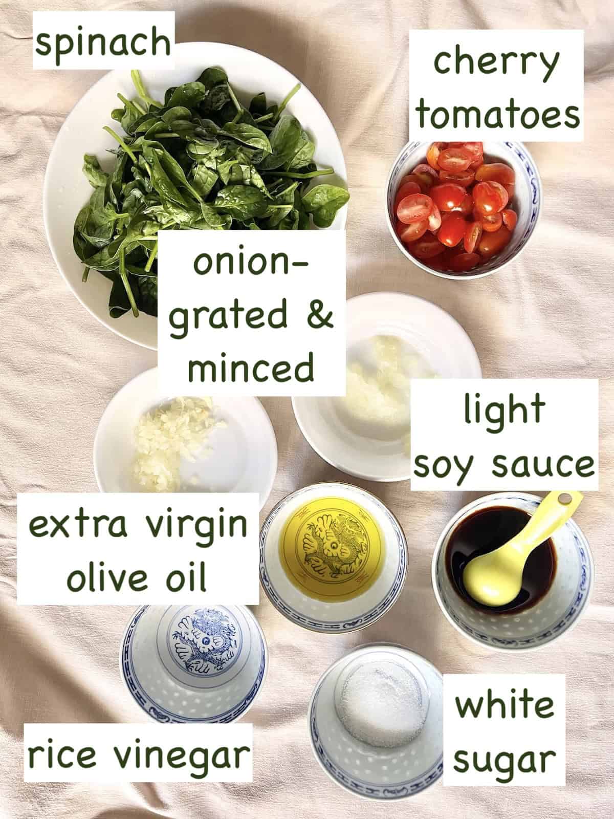 Ingredients for Japanese onion salad dressing sauce.