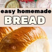 2 fluffy homemade bread recipes with text in between.