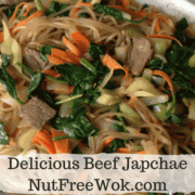Sweet potato noodles with beef and vegetables.
