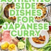 Authentic Japanese dishes with "side dishes for Japanese curry" written on them.