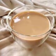 A cup full of homemade Hong Kong milk tea.