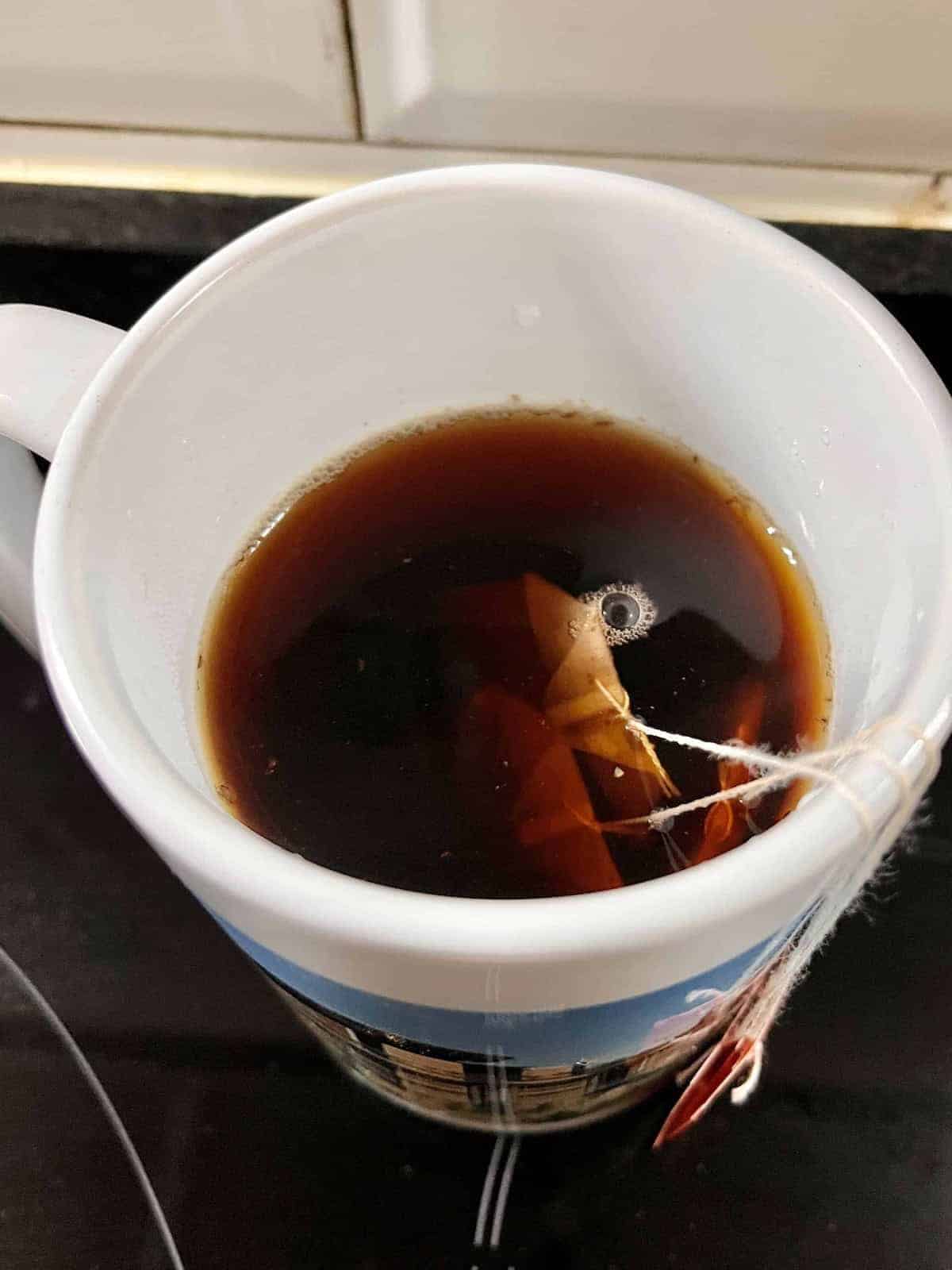 Brewing a quick cup of Hong Kong milk tea.