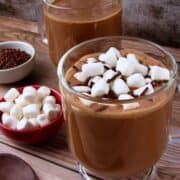 2 Cups of Hot Chocolate and marshmallows.