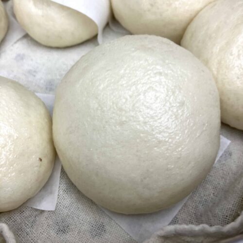 Close-up of homemade bao bun desserts.