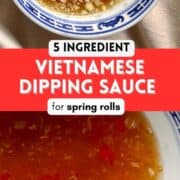2 bowls of Nuoc Cham with "Vietnamese Dipping Sauce" written in between.