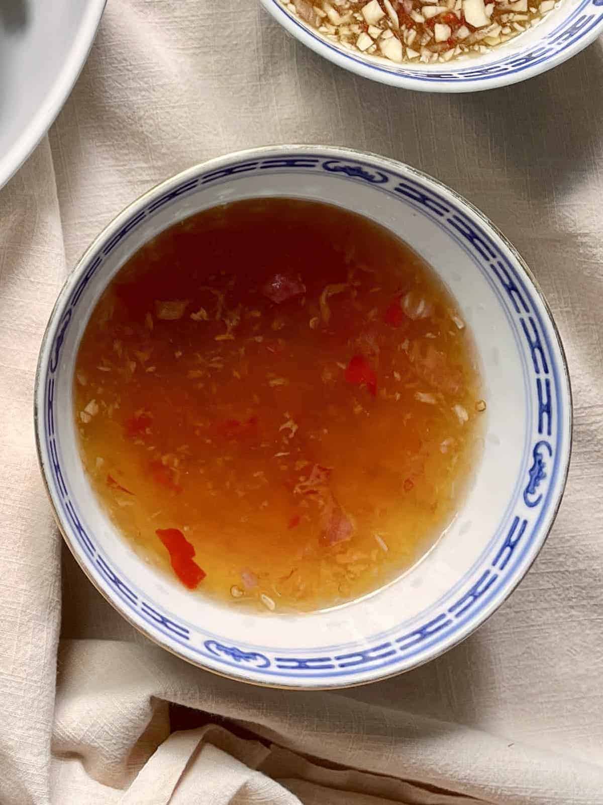 Vietnamese sauce with pounded chilies and garlic.