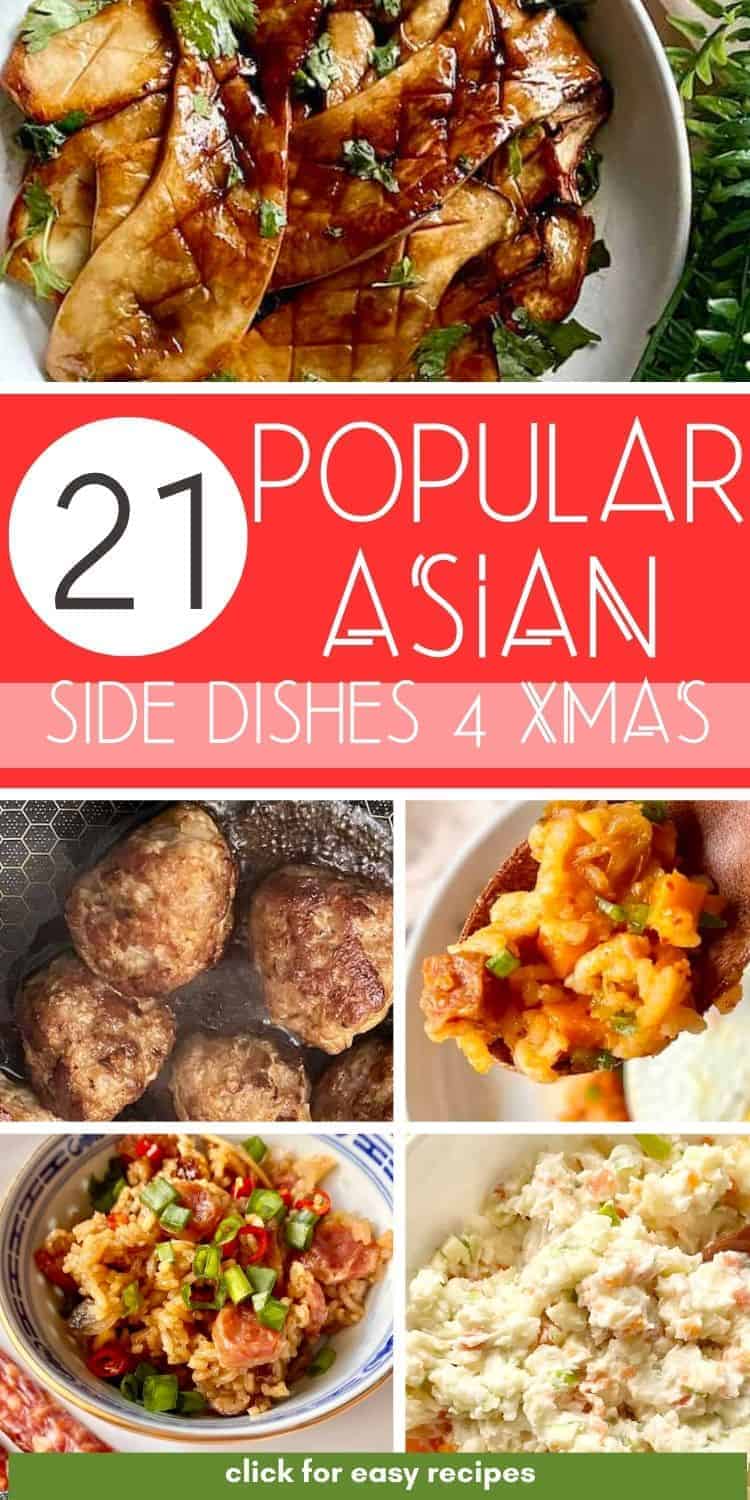 5 different Asian side dishes with "side dishes 4 XMAS" written in between.