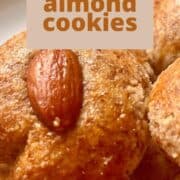Chinese almond cookies with "how to make chinese almond cookies" written on top.